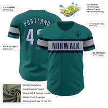 Charger l&#39;image dans la galerie, Custom Teal Gray-Navy Authentic Baseball Jersey
