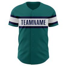 Charger l&#39;image dans la galerie, Custom Teal White-Navy Authentic Baseball Jersey
