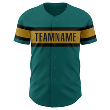 Загрузить изображение в средство просмотра галереи, Custom Teal Old Gold-Black Authentic Baseball Jersey
