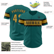 Загрузить изображение в средство просмотра галереи, Custom Teal Old Gold-Black Authentic Baseball Jersey
