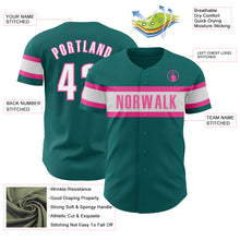 Загрузить изображение в средство просмотра галереи, Custom Teal White-Pink Authentic Baseball Jersey
