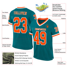 Загрузить изображение в средство просмотра галереи, Custom Teal Orange-White Mesh Authentic Throwback Football Jersey
