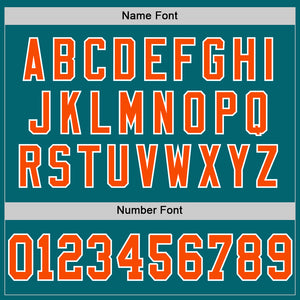 Custom Teal Orange-White Mesh Authentic Throwback Football Jersey