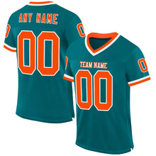 Загрузить изображение в средство просмотра галереи, Custom Teal Orange-White Mesh Authentic Throwback Football Jersey
