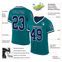 Загрузить изображение в средство просмотра галереи, Custom Teal Navy-White Mesh Authentic Throwback Football Jersey
