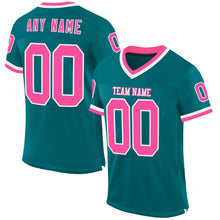 Загрузить изображение в средство просмотра галереи, Custom Teal Pink-White Mesh Authentic Throwback Football Jersey
