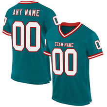 Загрузить изображение в средство просмотра галереи, Custom Teal White-Red Mesh Authentic Throwback Football Jersey
