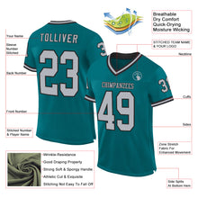 Загрузить изображение в средство просмотра галереи, Custom Teal Gray-Black Mesh Authentic Throwback Football Jersey
