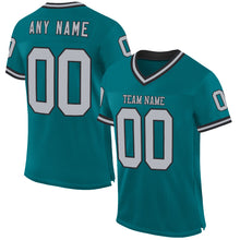 Загрузить изображение в средство просмотра галереи, Custom Teal Gray-Black Mesh Authentic Throwback Football Jersey
