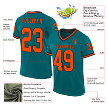 Загрузить изображение в средство просмотра галереи, Custom Teal Orange-Black Mesh Authentic Throwback Football Jersey
