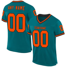 Загрузить изображение в средство просмотра галереи, Custom Teal Orange-Black Mesh Authentic Throwback Football Jersey
