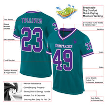 Загрузить изображение в средство просмотра галереи, Custom Teal Purple-White Mesh Authentic Throwback Football Jersey
