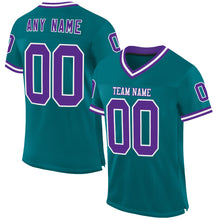 Загрузить изображение в средство просмотра галереи, Custom Teal Purple-White Mesh Authentic Throwback Football Jersey
