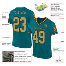 Загрузить изображение в средство просмотра галереи, Custom Teal Old Gold-Black Mesh Authentic Throwback Football Jersey
