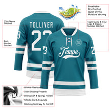 Загрузить изображение в средство просмотра галереи, Custom Teal White Hockey Lace Neck Jersey
