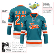 Загрузить изображение в средство просмотра галереи, Custom Teal Orange-White Hockey Lace Neck Jersey
