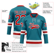 Загрузить изображение в средство просмотра галереи, Custom Teal Red-White Hockey Lace Neck Jersey
