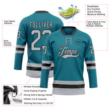 Загрузить изображение в средство просмотра галереи, Custom Teal Gray-Black Hockey Lace Neck Jersey
