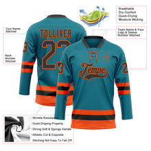 Загрузить изображение в средство просмотра галереи, Custom Teal Black-Orange Hockey Lace Neck Jersey
