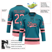 Загрузить изображение в средство просмотра галереи, Custom Teal Medium Pink-Black Hockey Lace Neck Jersey
