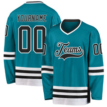 Laden Sie das Bild in den Galerie-Viewer, Custom Teal Black-White Hockey Jersey
