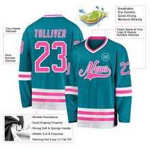 Laden Sie das Bild in den Galerie-Viewer, Custom Teal Pink-White Hockey Jersey
