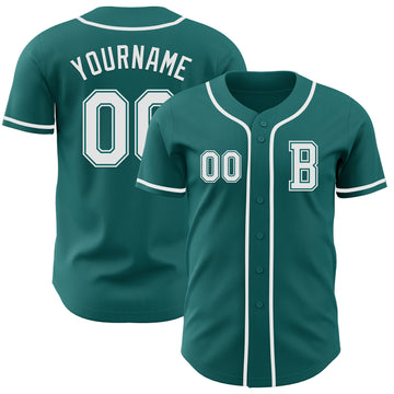 Custom Teal White Authentic Baseball Jersey