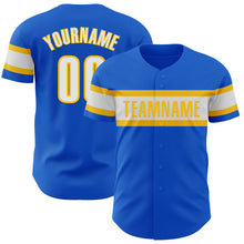 Load image into Gallery viewer, Custom Thunder Blue White-Yellow Authentic Baseball Jersey
