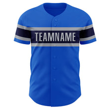 Charger l&#39;image dans la galerie, Custom Thunder Blue Navy-Gray Authentic Baseball Jersey
