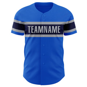 Custom Thunder Blue Navy-Gray Authentic Baseball Jersey