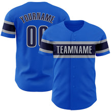 Charger l&#39;image dans la galerie, Custom Thunder Blue Navy-Gray Authentic Baseball Jersey
