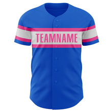 Загрузить изображение в средство просмотра галереи, Custom Thunder Blue White-Pink Authentic Baseball Jersey
