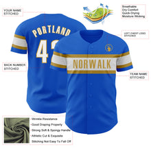 Charger l&#39;image dans la galerie, Custom Thunder Blue White-Old Gold Authentic Baseball Jersey
