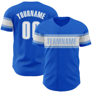 Custom Thunder Blue White-Light Blue Authentic Baseball Jersey