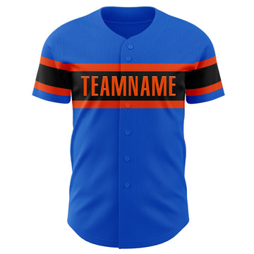 Custom Thunder Blue Orange-Black Authentic Baseball Jersey