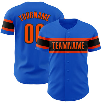 Custom Thunder Blue Orange-Black Authentic Baseball Jersey