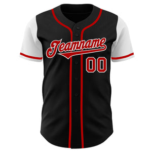 Custom Black Red-White Authentic Two Tone Baseball Jersey