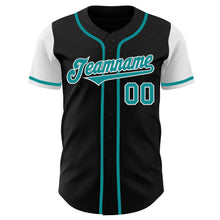 Load image into Gallery viewer, Custom Black Teal-White Authentic Two Tone Baseball Jersey
