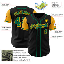 Load image into Gallery viewer, Custom Black Kelly Green-Gold Authentic Two Tone Baseball Jersey
