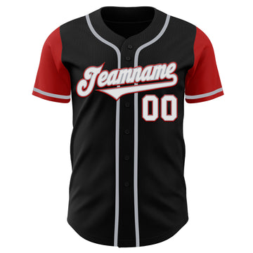 Custom Black White-Red Authentic Two Tone Baseball Jersey