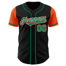 Load image into Gallery viewer, Custom Black Kelly Green-Orange Authentic Two Tone Baseball Jersey
