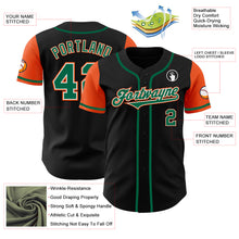 Load image into Gallery viewer, Custom Black Kelly Green-Orange Authentic Two Tone Baseball Jersey
