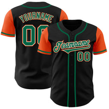 Load image into Gallery viewer, Custom Black Kelly Green-Orange Authentic Two Tone Baseball Jersey
