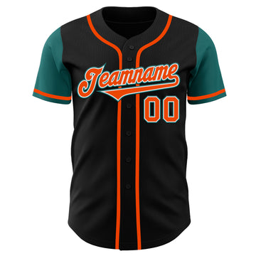 Custom Black Orange-Teal Authentic Two Tone Baseball Jersey