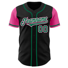 Load image into Gallery viewer, Custom Black Kelly Green-Pink Authentic Two Tone Baseball Jersey
