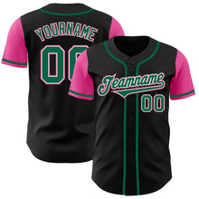 Load image into Gallery viewer, Custom Black Kelly Green-Pink Authentic Two Tone Baseball Jersey
