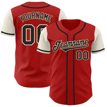 Custom Red Black-Cream Authentic Two Tone Baseball Jersey