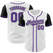 Charger l&#39;image dans la galerie, Custom White Purple-Black Authentic Two Tone Baseball Jersey
