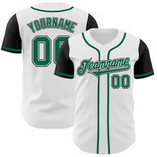 Load image into Gallery viewer, Custom White Kelly Green-Black Authentic Two Tone Baseball Jersey
