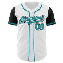 Load image into Gallery viewer, Custom White Teal-Black Authentic Two Tone Baseball Jersey
